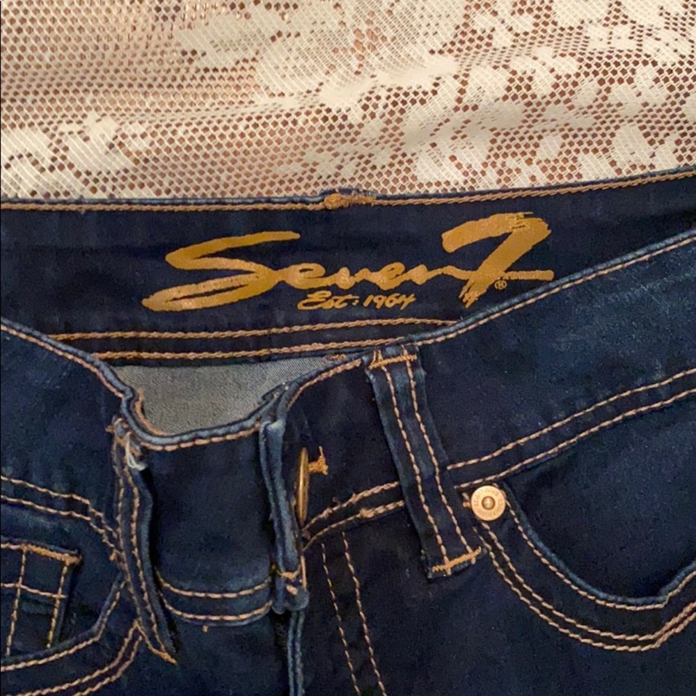 NEW VINTAGE Y2K SEVEN 7 Dark Denim Stretch SKINNY Jeans - Picture 6 of 7